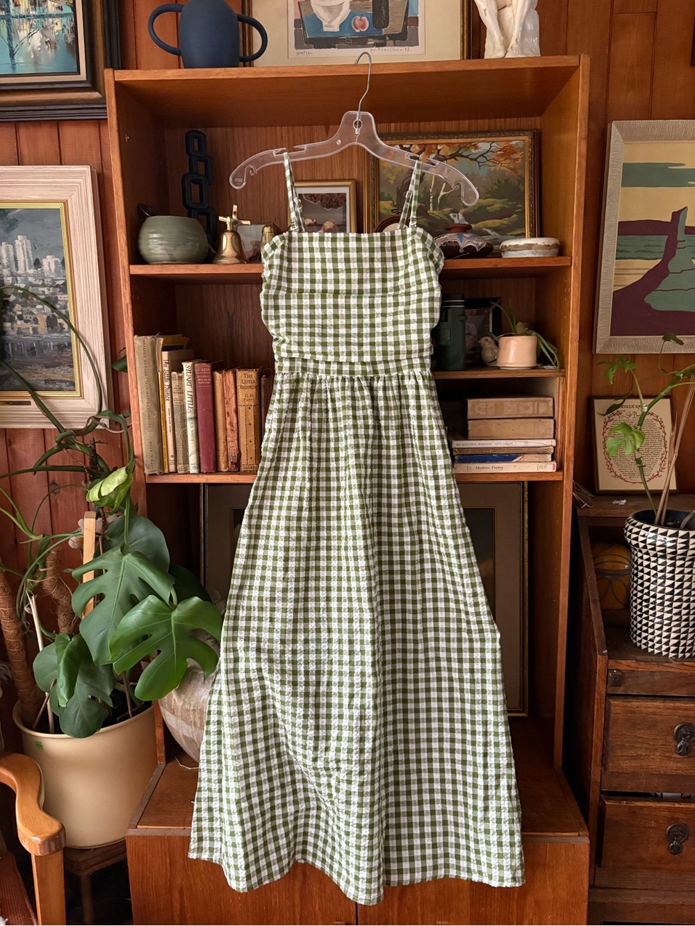 CottageCore Farmhouse Gingham Maxi Dress NWT XS